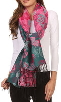 Sakkas Ontario double layer floral Pashmina/ Shawl/ Wrap/ Stole with fringe#color_3-Teal