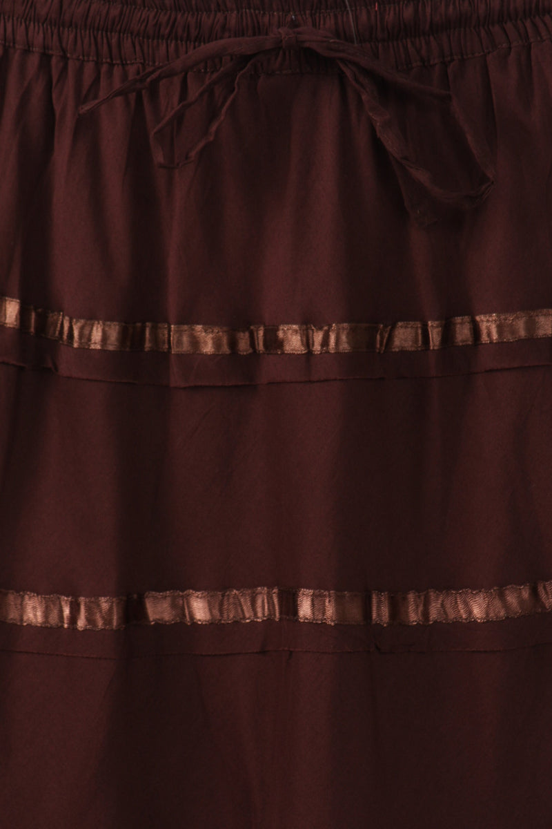 Sakkas Raw Edge Tiered Ribbon Gypsy Boho Long Cotton Skirt