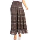 Sakkas Lace and Ribbon Peasant Boho Skirt#color_A-Black
