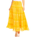 Sakkas Lace and Ribbon Peasant Boho Skirt#color_P-Tangerine