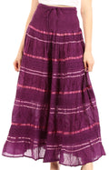 Sakkas Lace and Ribbon Peasant Boho Skirt#color_Purple