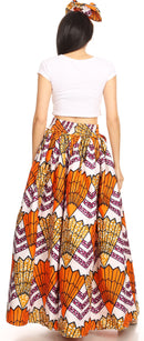 Sakkas Asma Convertible Traditional Wax Print Adjustable Strap Maxi Skirt | Dress