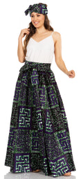Sakkas Asma Second Convertible Traditional Wax Print Adjustable Strap Maxi Skirt#color_234