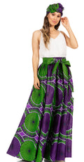 Sakkas Asma Second Convertible Traditional Wax Print Adjustable Strap Maxi Skirt#color_237