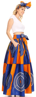 Sakkas Asma Convertible Traditional Wax Print Adjustable Strap Maxi Skirt | Dress#color_21-Multi