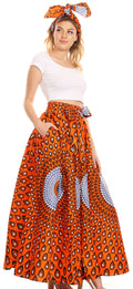Sakkas Asma Convertible Traditional Wax Print Adjustable Strap Maxi Skirt | Dress#color_24-Multi