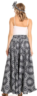 Sakkas Asma Convertible Traditional Wax Print Adjustable Strap Maxi Skirt | Dress