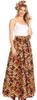 Sakkas Asma Convertible Traditional Wax Print Adjustable Strap Maxi Skirt | Dress