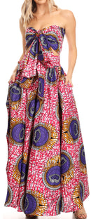 Sakkas Asma Convertible Traditional Wax Print Adjustable Strap Maxi Skirt | Dress
