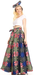 Sakkas Asma Convertible Traditional Wax Print Adjustable Strap Maxi Skirt | Dress#color_38-Multi