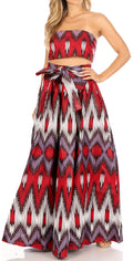 Sakkas Asma Convertible Traditional Wax Print Adjustable Strap Maxi Skirt | Dress#color_601-Multi