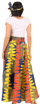 Sakkas Asma Convertible Traditional Wax Print Adjustable Strap Maxi Skirt | Dress
