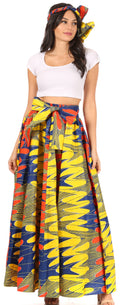 Sakkas Asma Convertible Traditional Wax Print Adjustable Strap Maxi Skirt | Dress#color_607-Multi