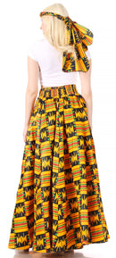 Sakkas Asma Convertible Traditional Wax Print Adjustable Strap Maxi Skirt | Dress