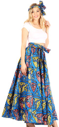 Sakkas Asma Convertible Traditional Wax Print Adjustable Strap Maxi Skirt | Dress#color_62-Multi