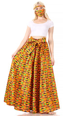 Sakkas Asma Convertible Traditional Wax Print Adjustable Strap Maxi Skirt | Dress