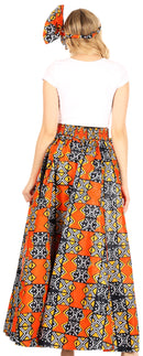 Sakkas Asma Convertible Traditional Wax Print Adjustable Strap Maxi Skirt | Dress