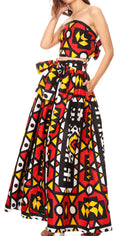 Sakkas Asma Convertible Traditional Wax Print Adjustable Strap Maxi Skirt | Dress#color_72-Multi