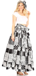 Sakkas Asma Convertible Traditional Wax Print Adjustable Strap Maxi Skirt | Dress#color_76-Multi