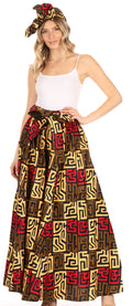 Sakkas Asma Convertible Traditional Wax Print Adjustable Strap Maxi Skirt | Dress#color_87-Multi