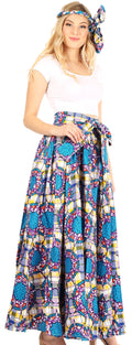 Sakkas Asma Convertible Traditional Wax Print Adjustable Strap Maxi Skirt | Dress#color_88-Multi