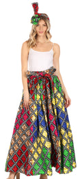 Sakkas Asma Convertible Traditional Wax Print Adjustable Strap Maxi Skirt | Dress#color_94-Multi