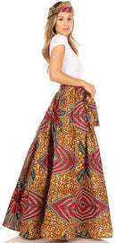 Sakkas Asma Convertible Traditional Wax Print Adjustable Strap Maxi Skirt | Dress
