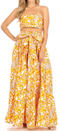Sakkas Asma Convertible Traditional Wax Print Adjustable Strap Maxi Skirt | Dress#color_97-Multi