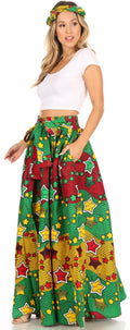 Sakkas Asma Convertible Traditional Wax Print Adjustable Strap Maxi Skirt | Dress#color_98-Multi