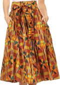 Sakkas Celine African Dutch Ankara Wax Print Full Circle Skirt#color_1110-OrangeMulti