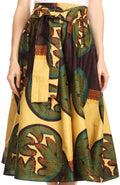 Sakkas Celine African Dutch Ankara Wax Print Full Circle Skirt#color_1117-BrownSand