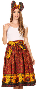 Sakkas Celine African Dutch Ankara Wax Print Full Circle Skirt