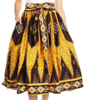 Sakkas Celine African Dutch Ankara Wax Print Full Circle Skirt#color_1132-OrangeBrown