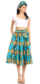 Sakkas Celine African Dutch Ankara Wax Print Full Circle Skirt