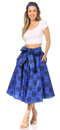 Sakkas Second African Dutch Ankara Wax Print Full Circle Skirt#color_613-Blue