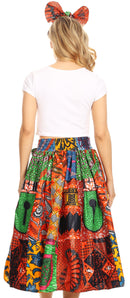 Sakkas Celine African Dutch Ankara Wax Print Full Circle Skirt