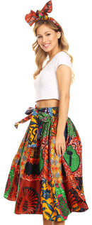 Sakkas Celine African Dutch Ankara Wax Print Full Circle Skirt
