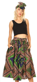 Sakkas Celine African Dutch Ankara Wax Print Full Circle Skirt
