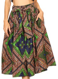 Sakkas Celine African Dutch Ankara Wax Print Full Circle Skirt#color_2281-Brown/Blue