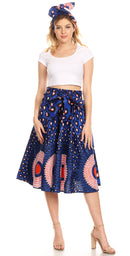 Sakkas Celine African Dutch Ankara Wax Print Full Circle Skirt