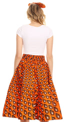 Sakkas Celine African Dutch Ankara Wax Print Full Circle Skirt