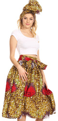 Sakkas Celine African Dutch Ankara Wax Print Full Circle Skirt#color_25-Multi