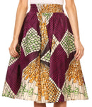 Sakkas Celine African Dutch Ankara Wax Print Full Circle Skirt