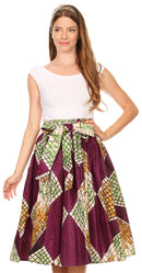 Sakkas Celine African Dutch Ankara Wax Print Full Circle Skirt