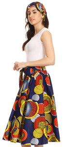 Sakkas Celine African Dutch Ankara Wax Print Full Circle Skirt