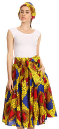 Sakkas Celine African Dutch Ankara Wax Print Full Circle Skirt#color_312-YellowMulti