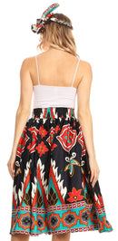 Sakkas Celine African Dutch Ankara Wax Print Full Circle Skirt