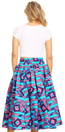 Sakkas Celine African Dutch Ankara Wax Print Full Circle Skirt