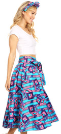 Sakkas Celine African Dutch Ankara Wax Print Full Circle Skirt#color_46-Multi