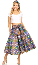 Sakkas Celine African Dutch Ankara Wax Print Full Circle Skirt